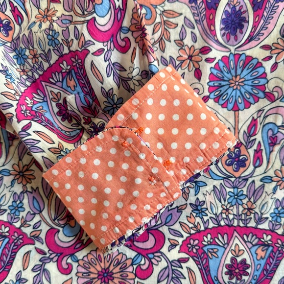 TALBOTS NWT 2X Cotton Button Front Shirt in Magical Floral • Rainbow Paisley - Picture 7 of 13